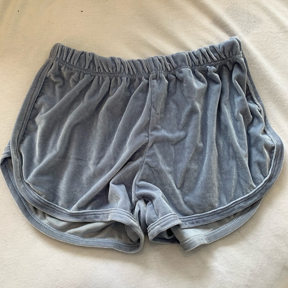 BRANDY MELVILLE light blue velvet shorts